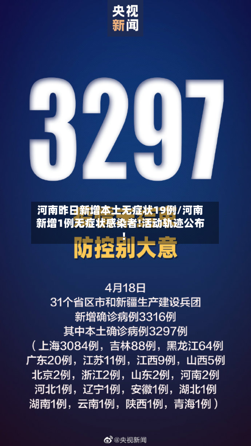 河南昨日新增本土无症状19例/河南新增1例无症状感染者!活动轨迹公布!